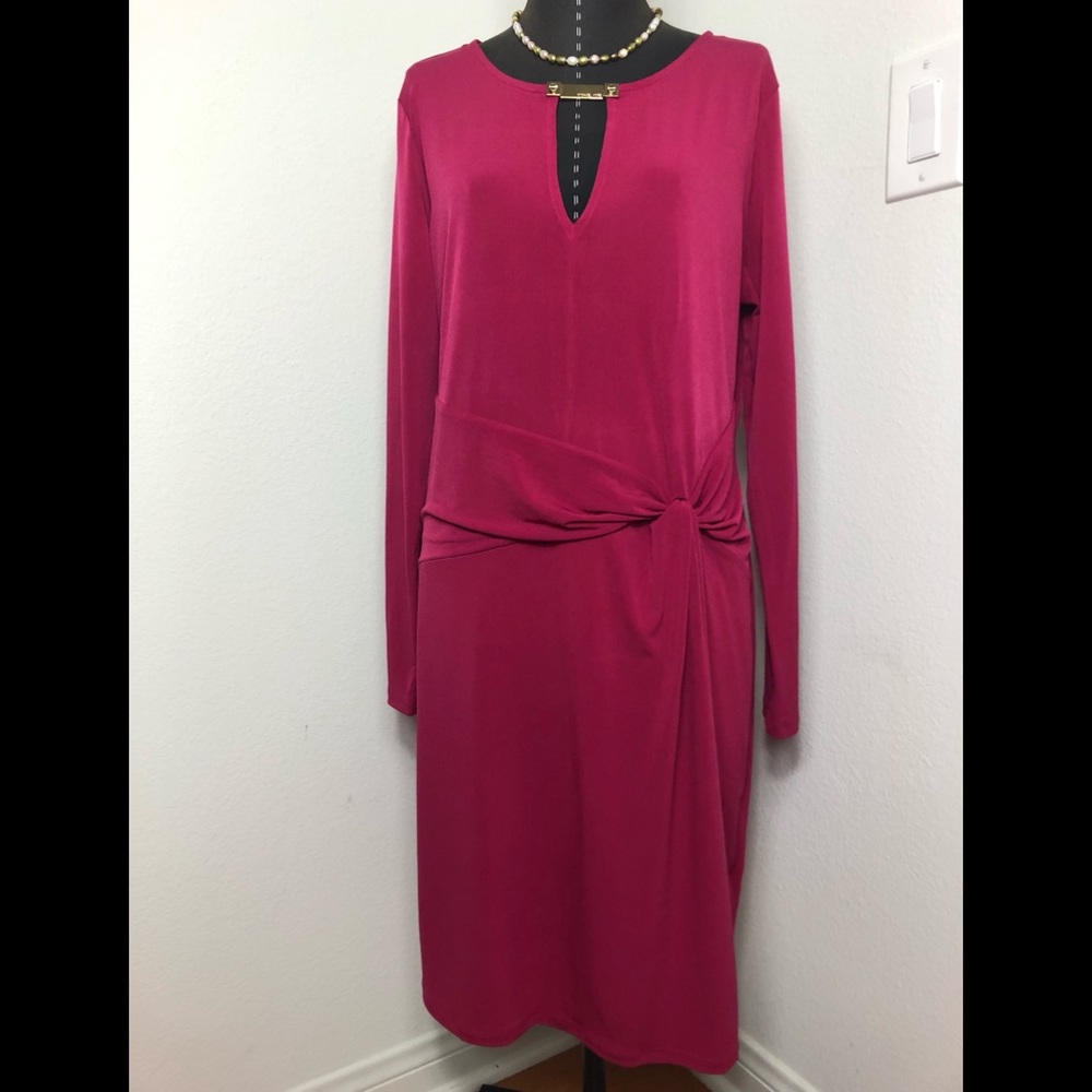 Michael Kors Knotted Hot Pink A-line Dress